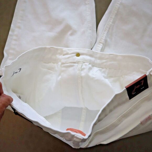 Jen 7 Women's Sz 16 White High Waist Chew Hem Crop Ankle Straight Jeans $109 - Picture 3 of 10
